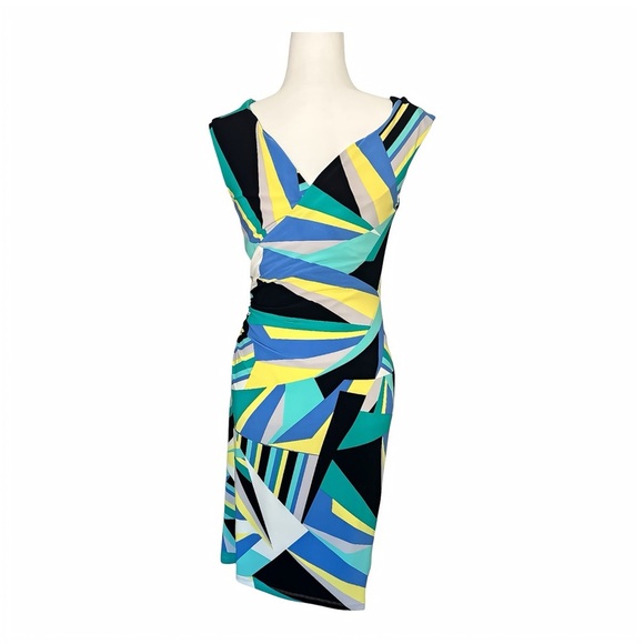 Lauren Ralph Lauren Faux Wrap Dress Size 2 Geometric Print V-Neck Sleeveless. - Picture 3 of 9